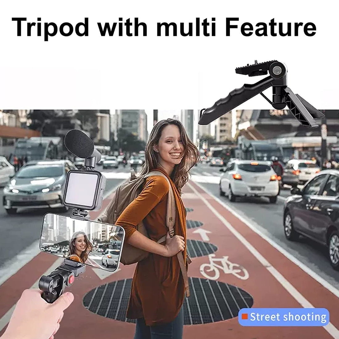 Video Making Vlogging Kit (Mic + LED Light + Tripod Stand + Phone Holder Clip + Remote)