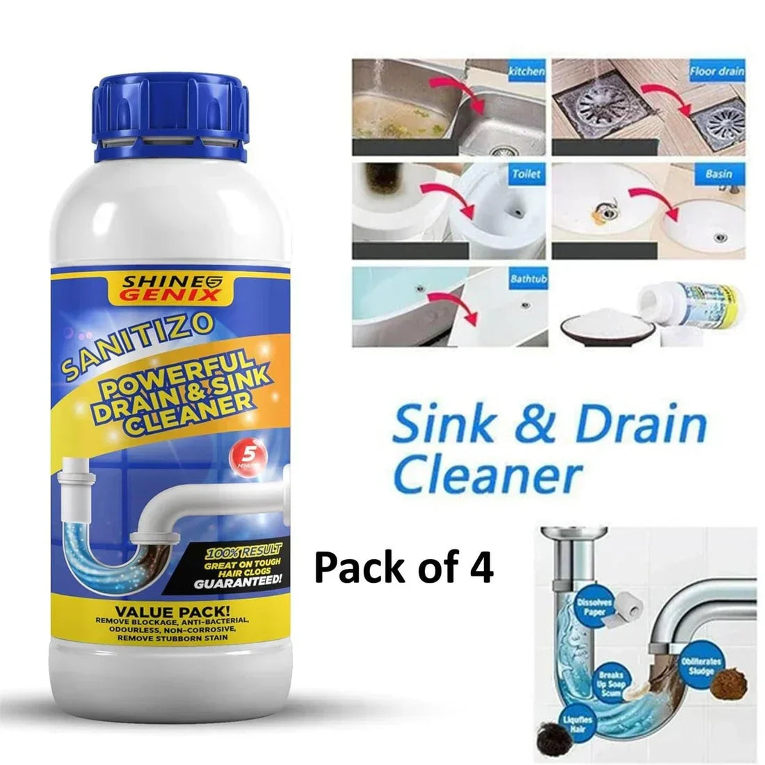 SANITIZO Powerful Sink & Drain Cleaner - Buy 1 Get 3 Free
