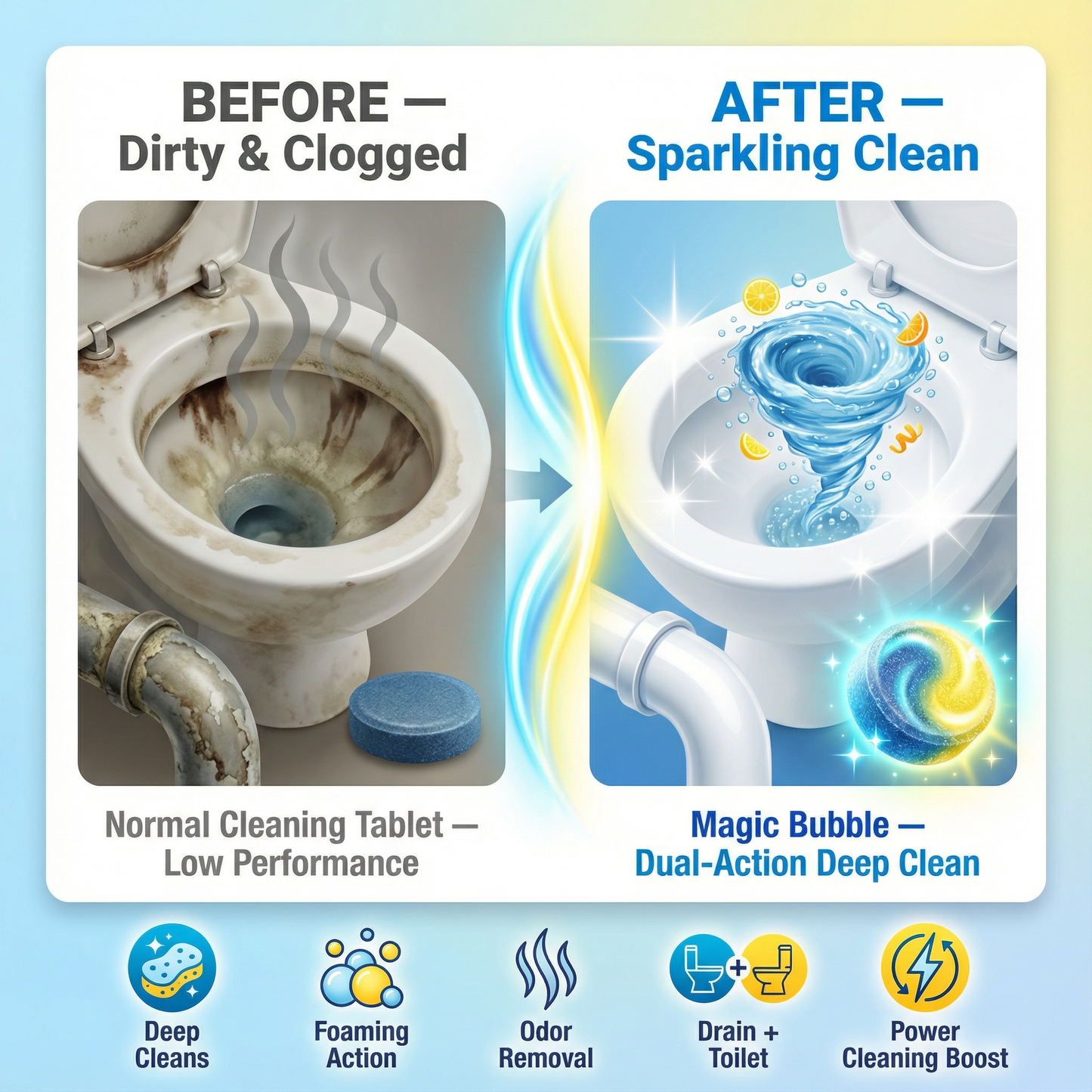 Magic Bubble Cleaning Tablets 12 PCS - Buy 1 Get 1 Free