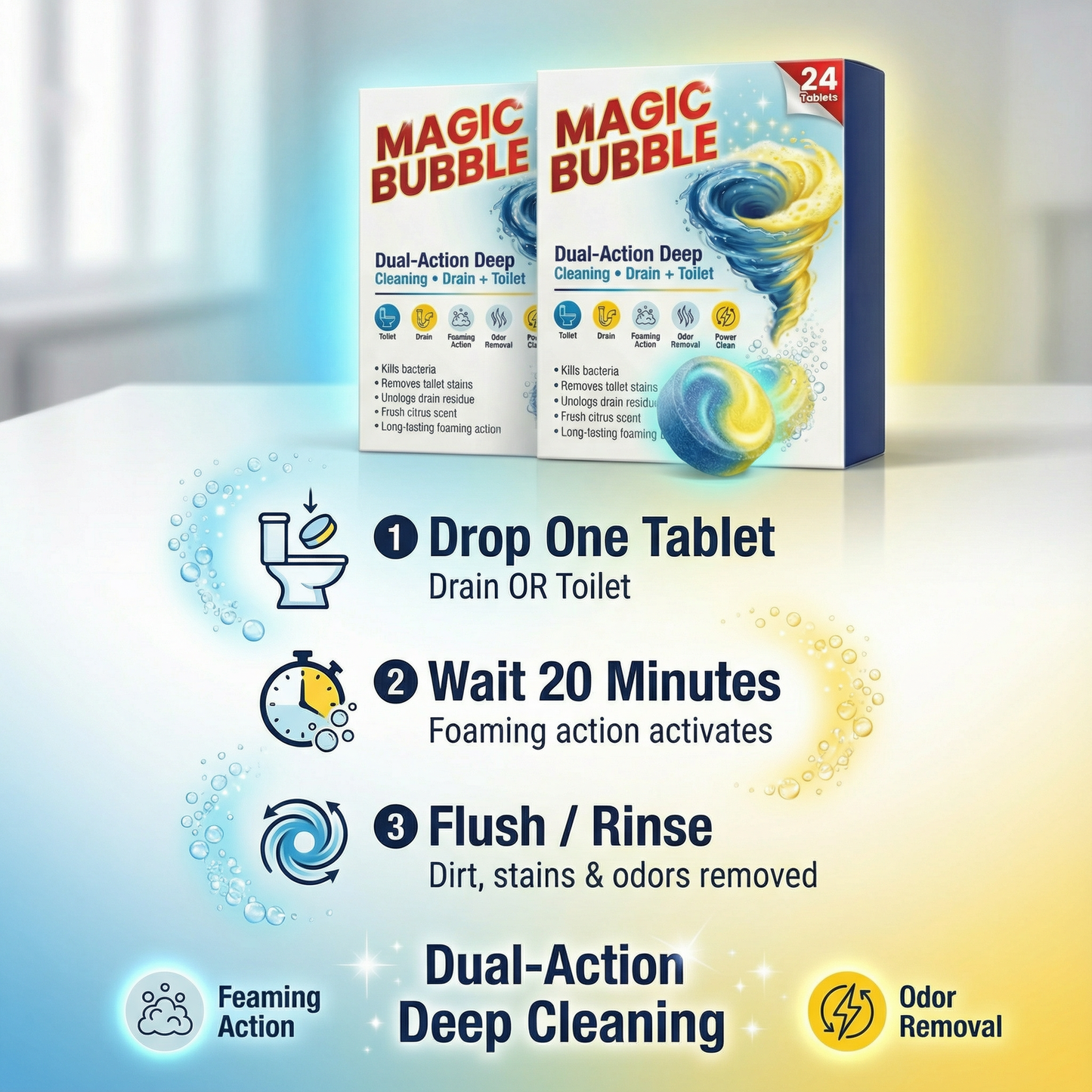 Magic Bubble Cleaning Tablets 12 PCS - Buy 1 Get 1 Free